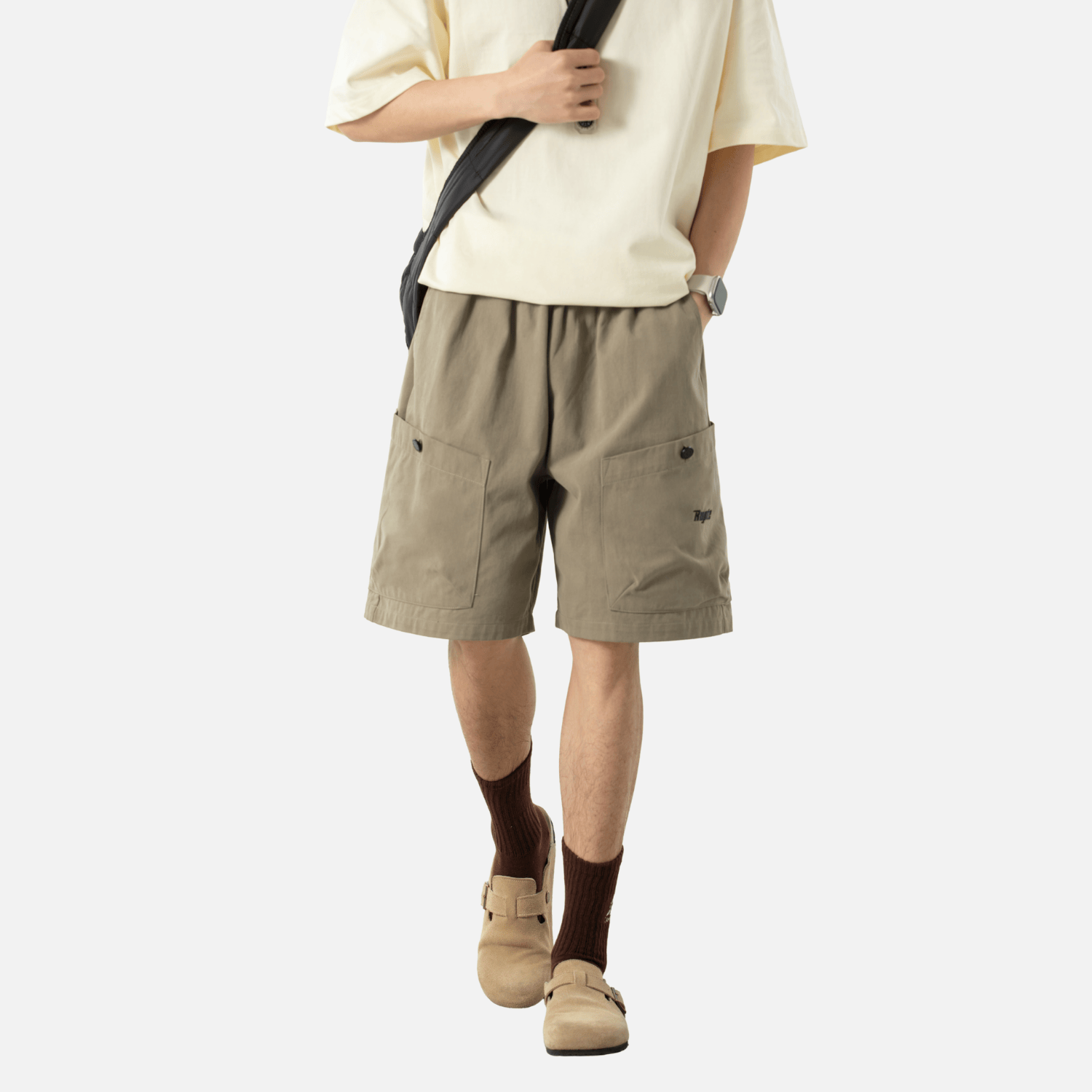 Letter Embroidery Cargo Shorts
