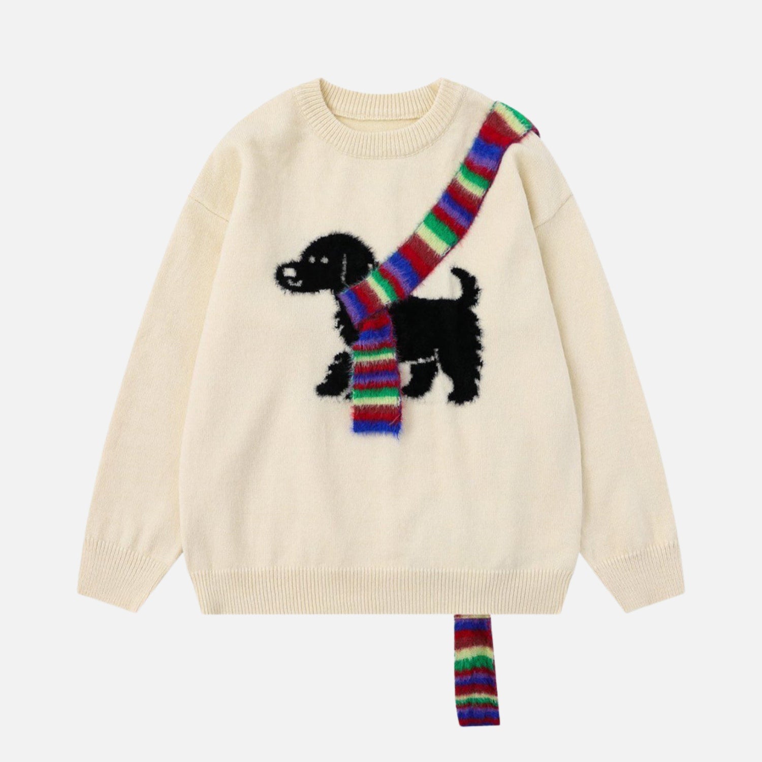 Pullover mit Farbblock-Stickerei und Hund