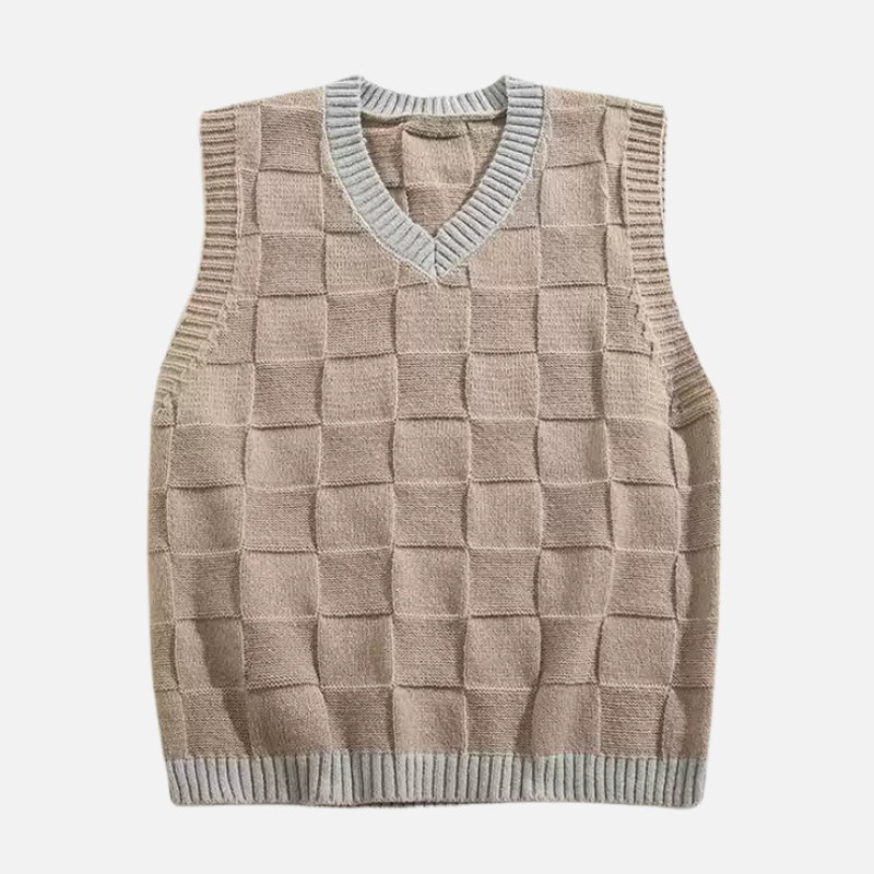 Checkered Knit Vest