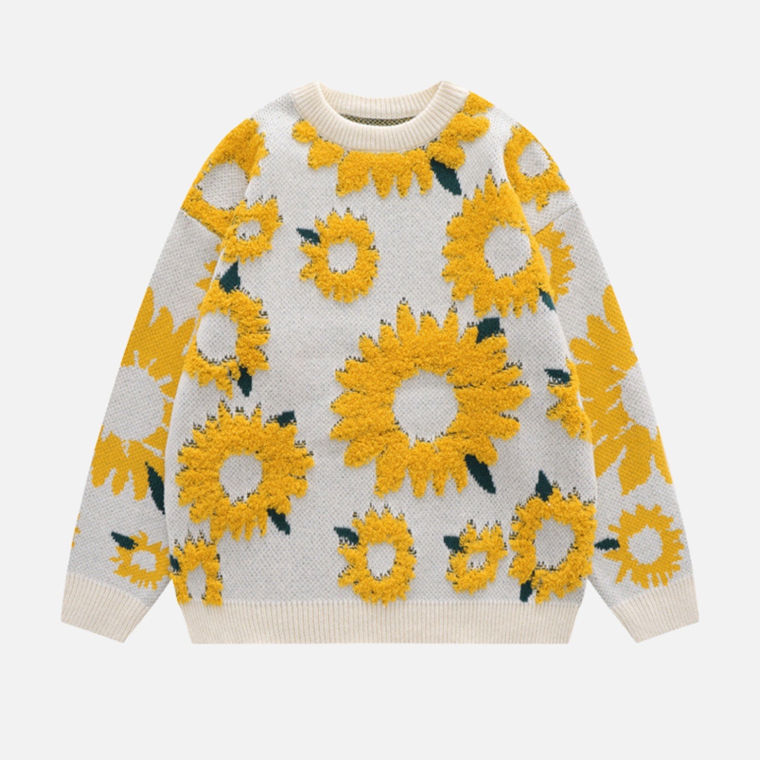 Sunflower Pattern Embroidery Knit Sweater