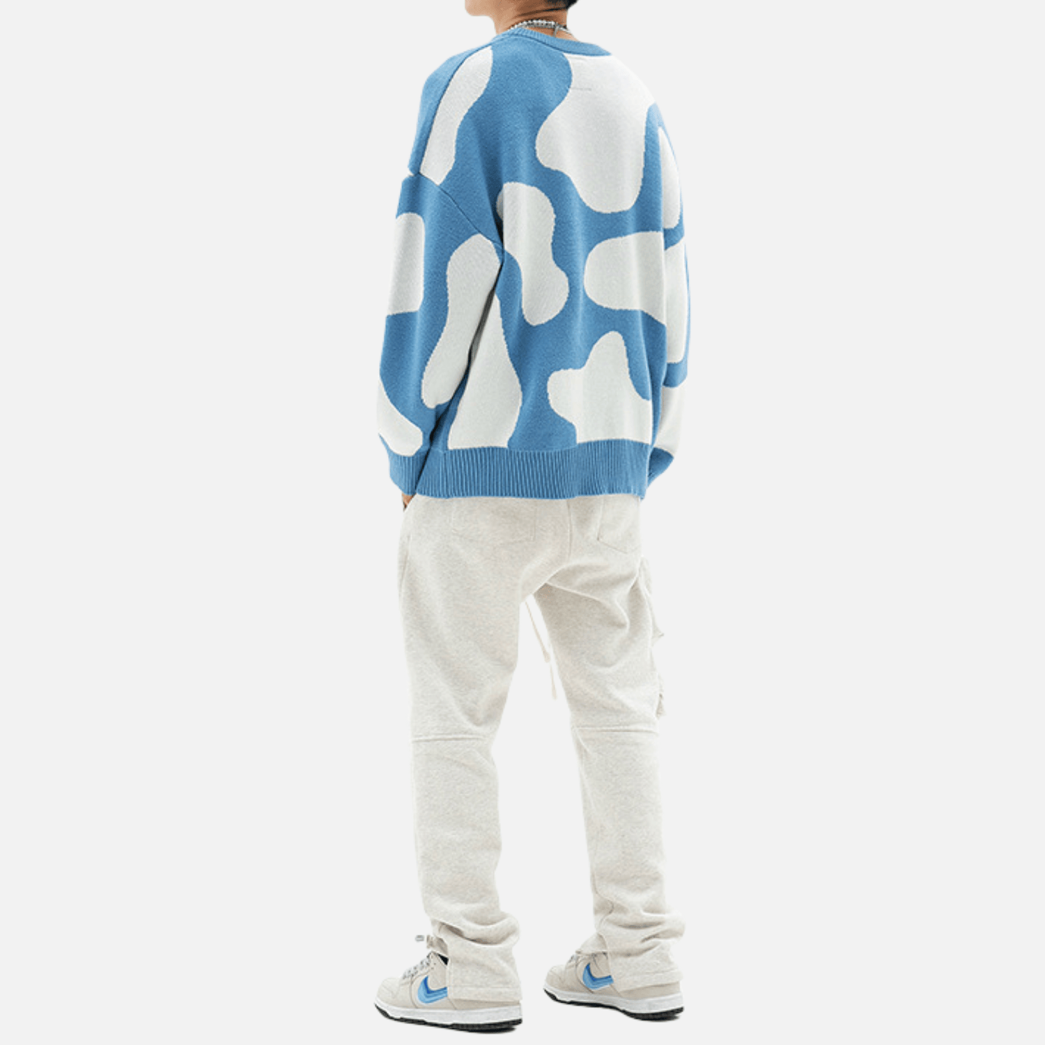 Suéter con bloques de color y estampado de vaca