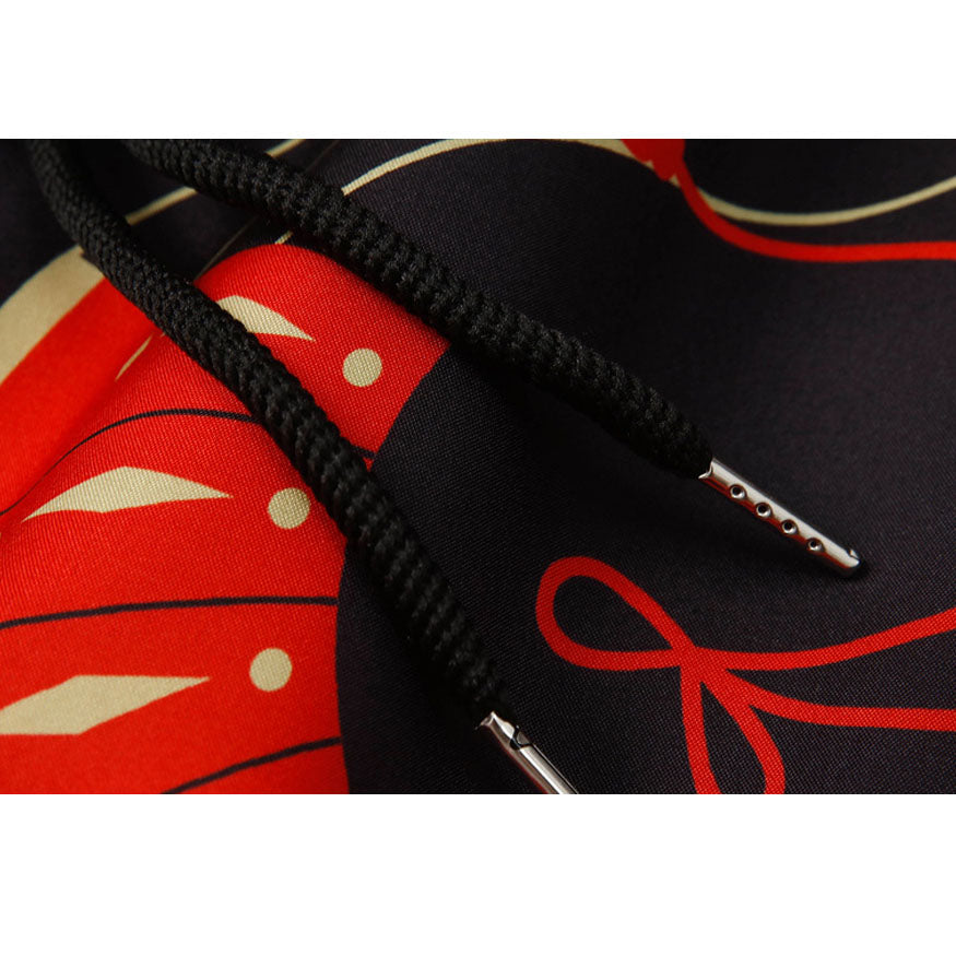 Kimono con estampado de grúa de dos piezas + pantalones cortos