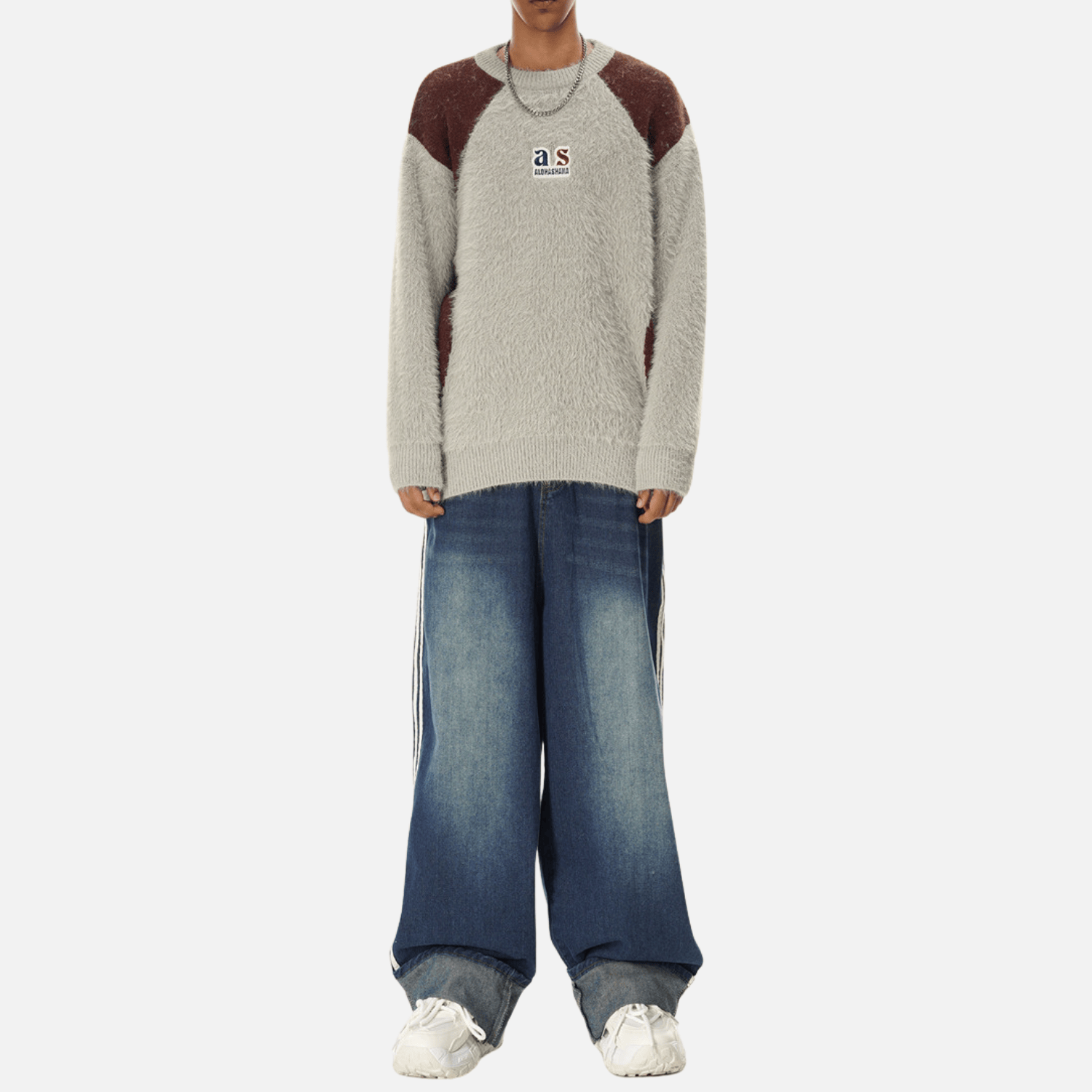 Faux Mink Fuzzy Colorblock Sweater
