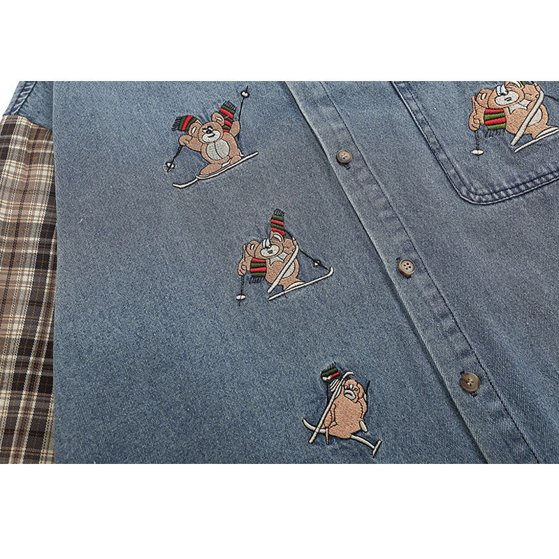 Camisas vintage de patchwork a cuadros