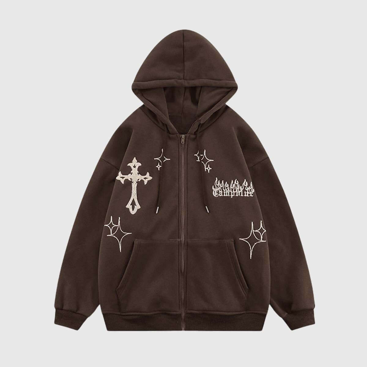 Oversize-Hoodie mit Kreuzstickerei