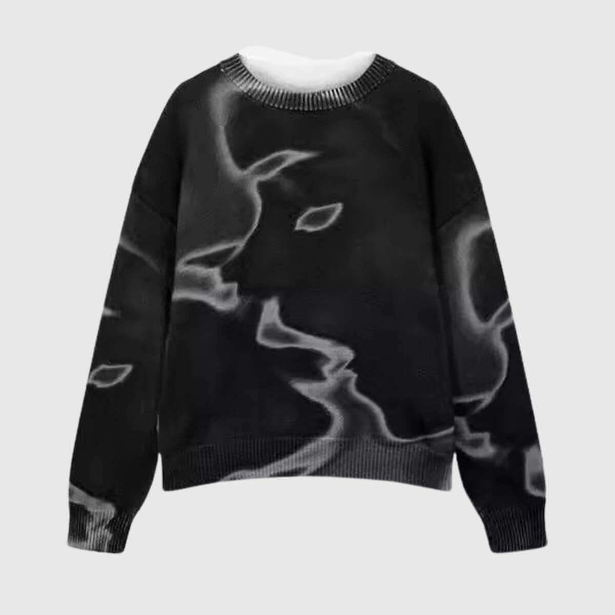 Retro Y2K Print Knit Sweater