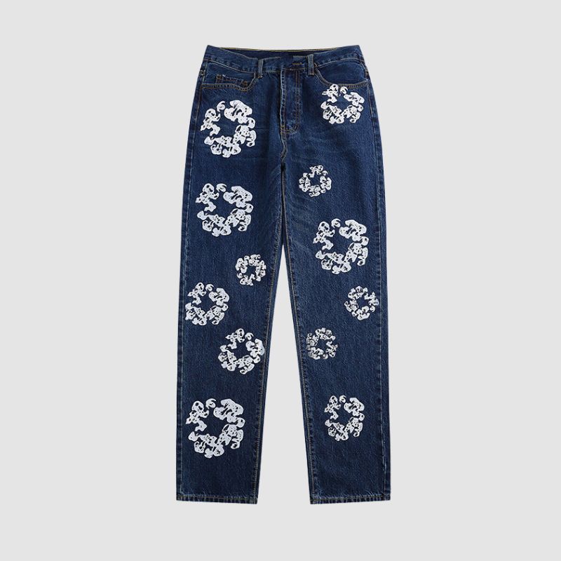 Vaqueros estampados con patrón de kapok