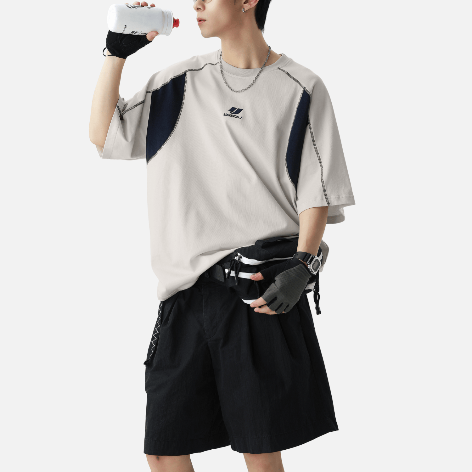 Colorblock Embroidered Cotton T-Shirt