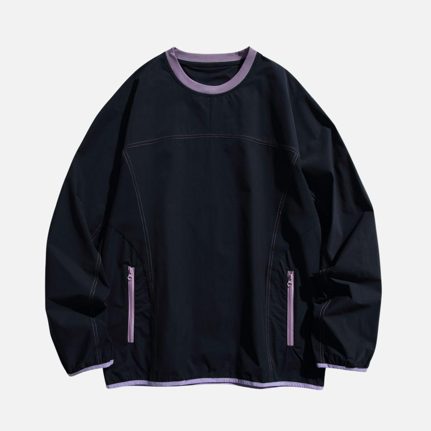 Sweatshirt mit Patchwork-Reißverschluss und Tasche