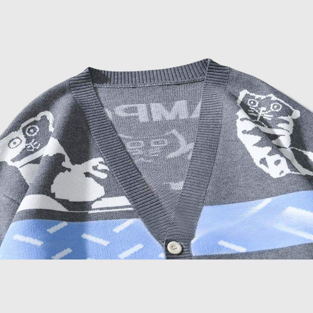 Cárdigan con estampado de gato perezoso