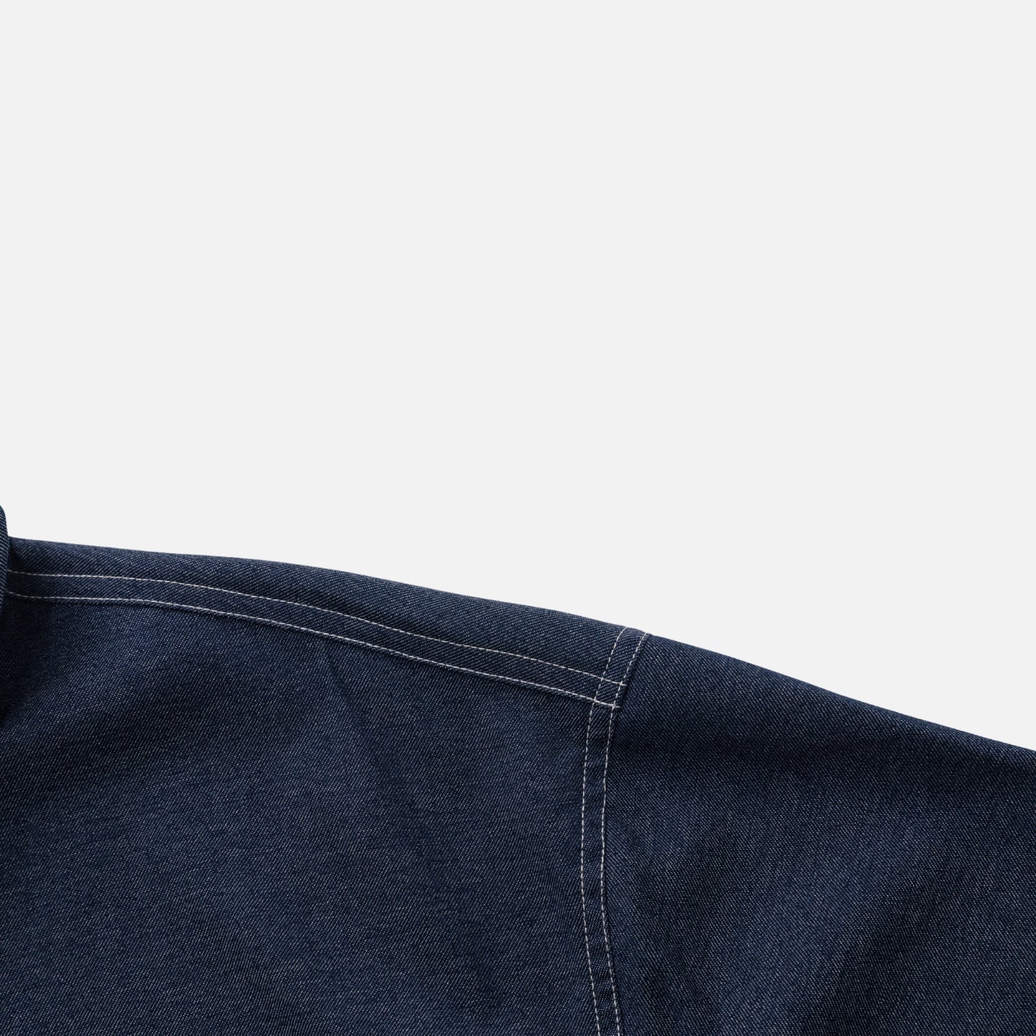 Retro Contrast-Stitch Denim-Look Shirt