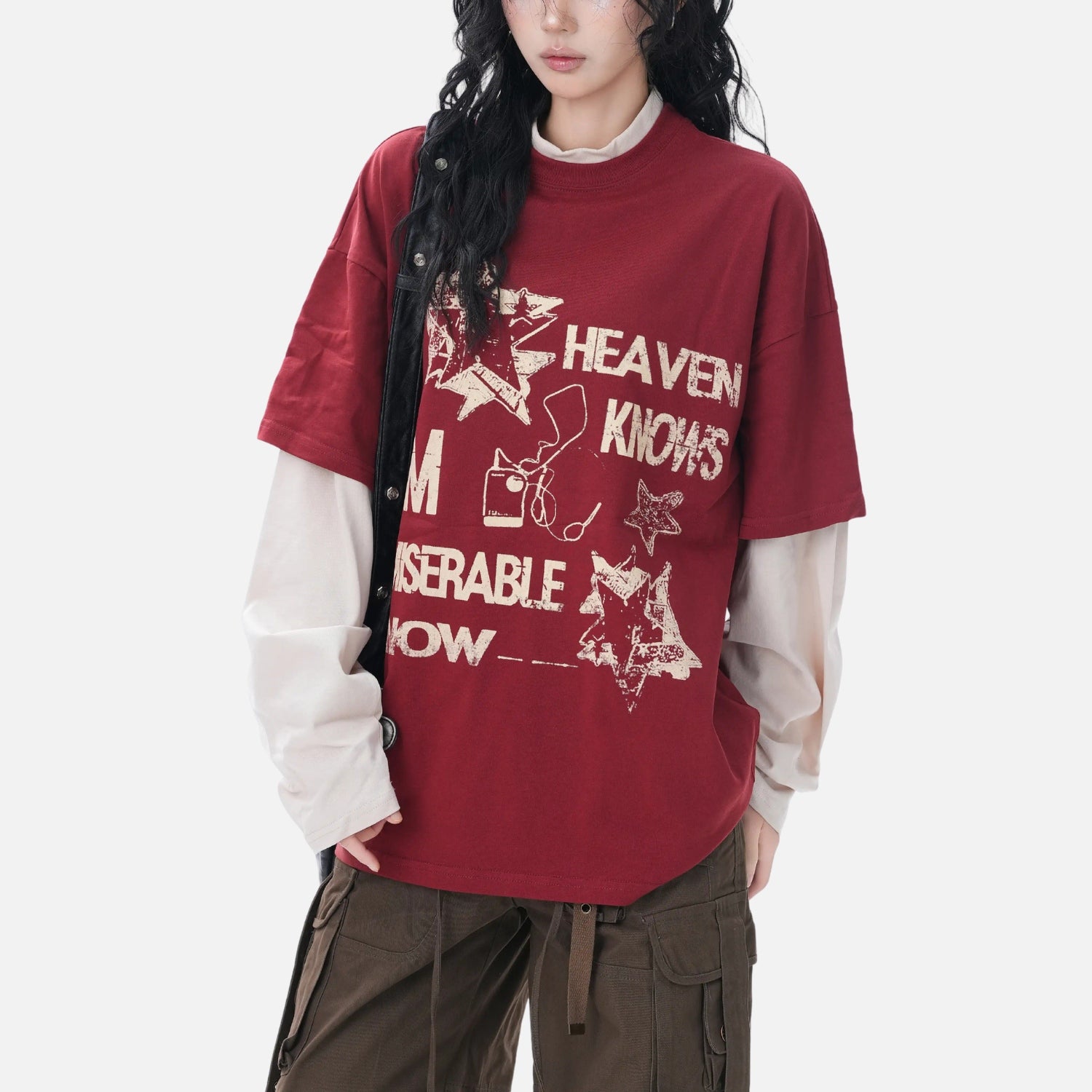 Colorblock Varsity Layered Sweatshirt