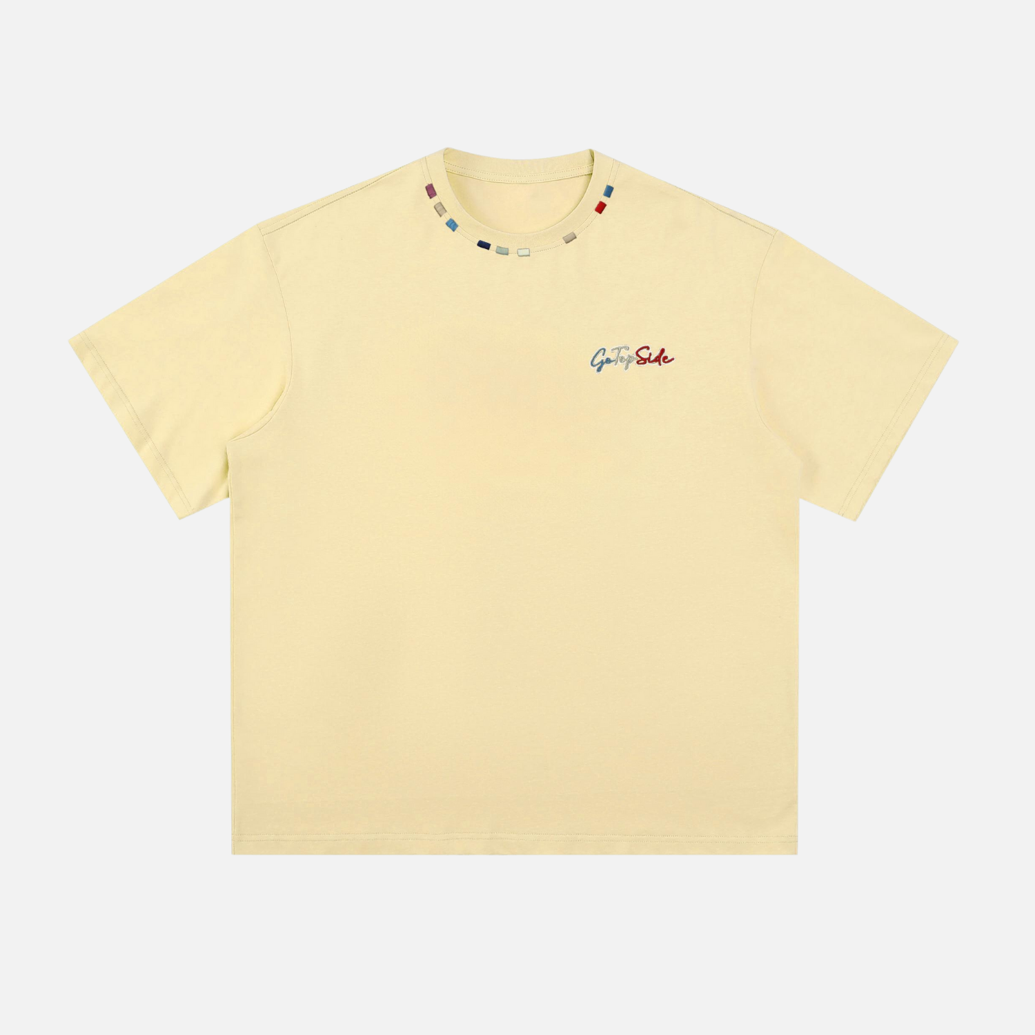 Color-Embroidered Short Sleeve Tee