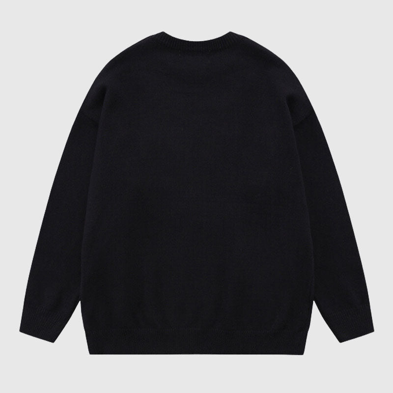Flower Pattern Embroidered Pullover