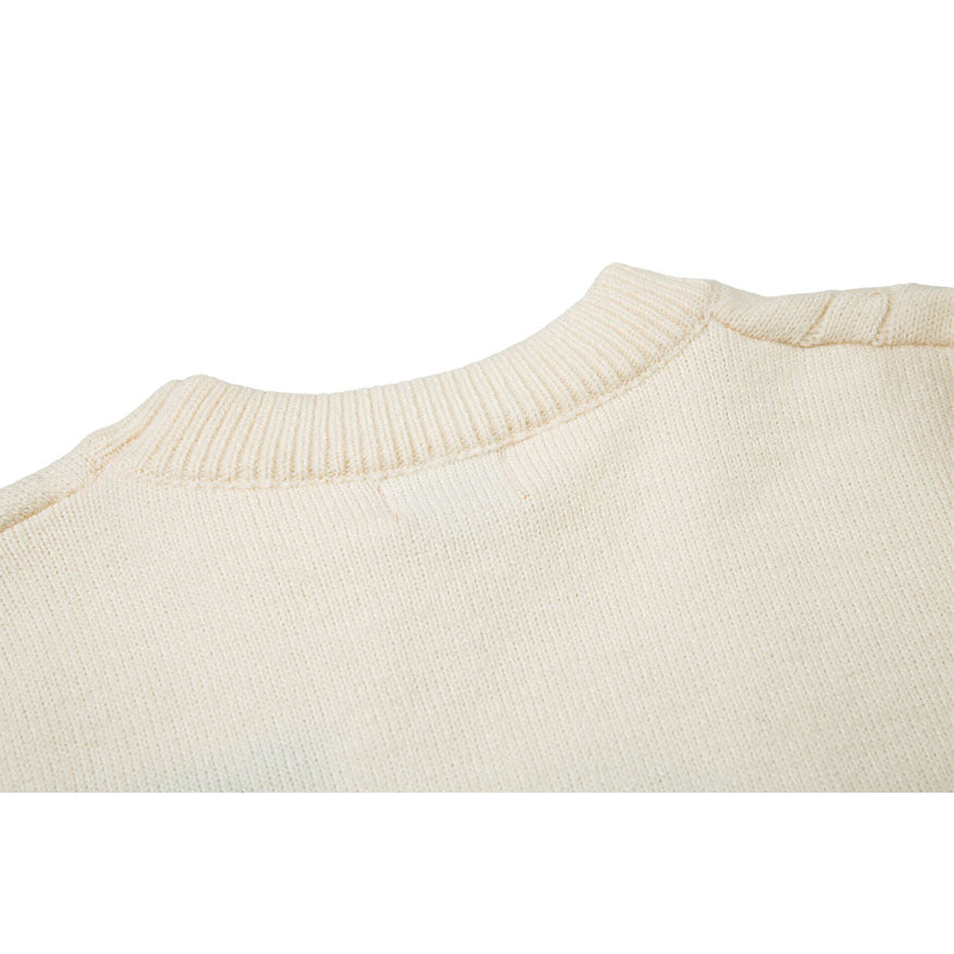 Dinosaur Pattern Patchwork Solid Color Sweater