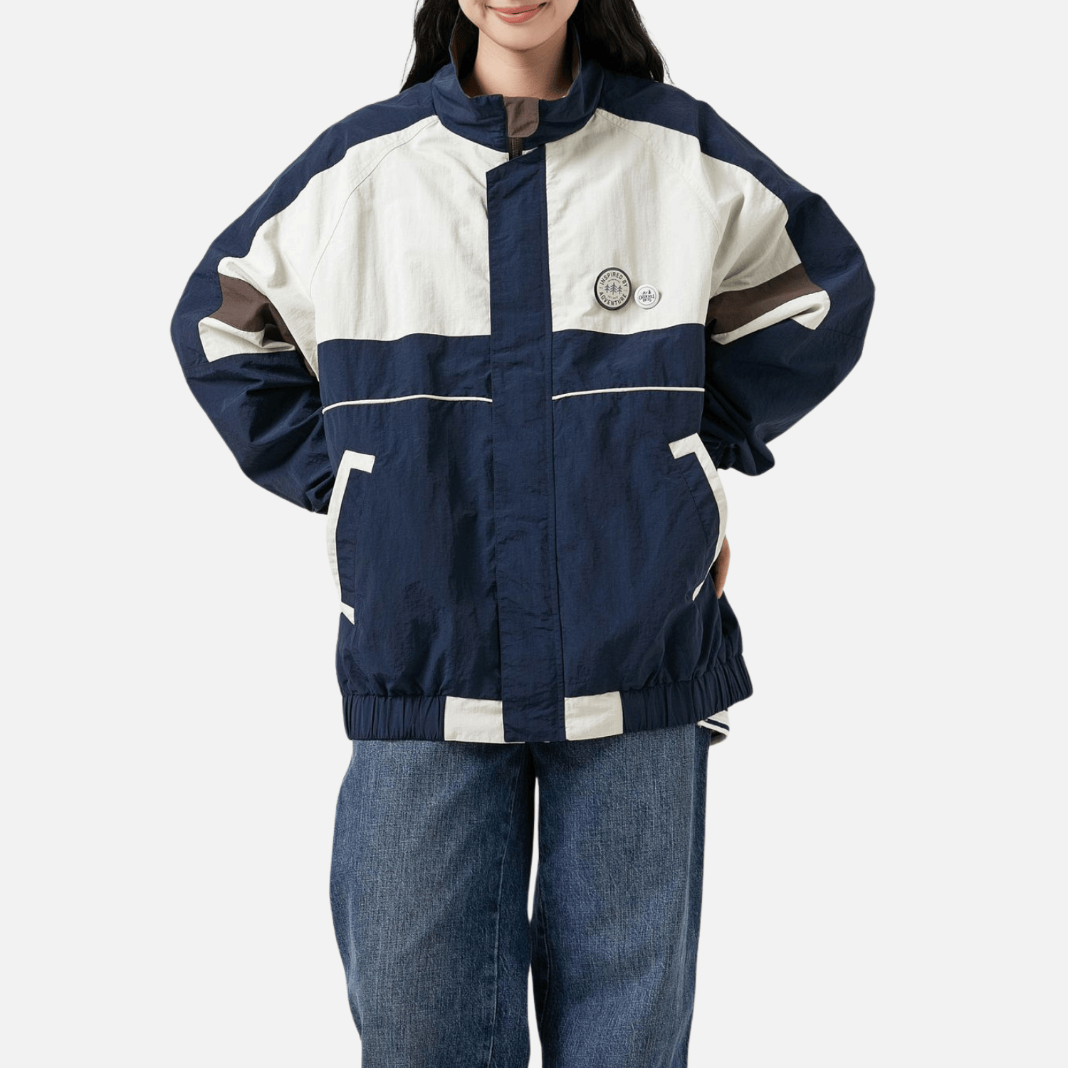 Colorblock Stand Collar Jacket