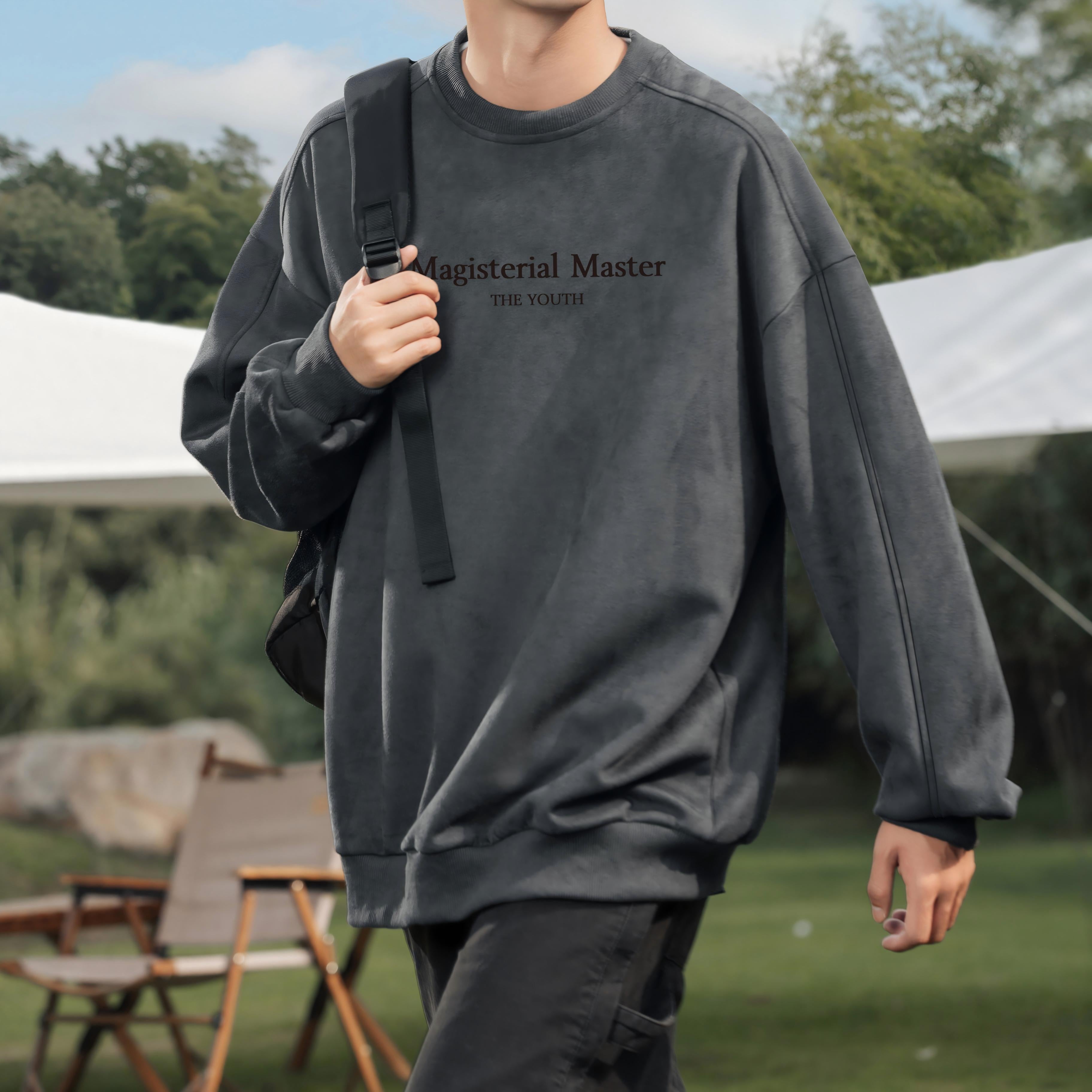 Vintage Suede-Look Crewneck Sweatshirt