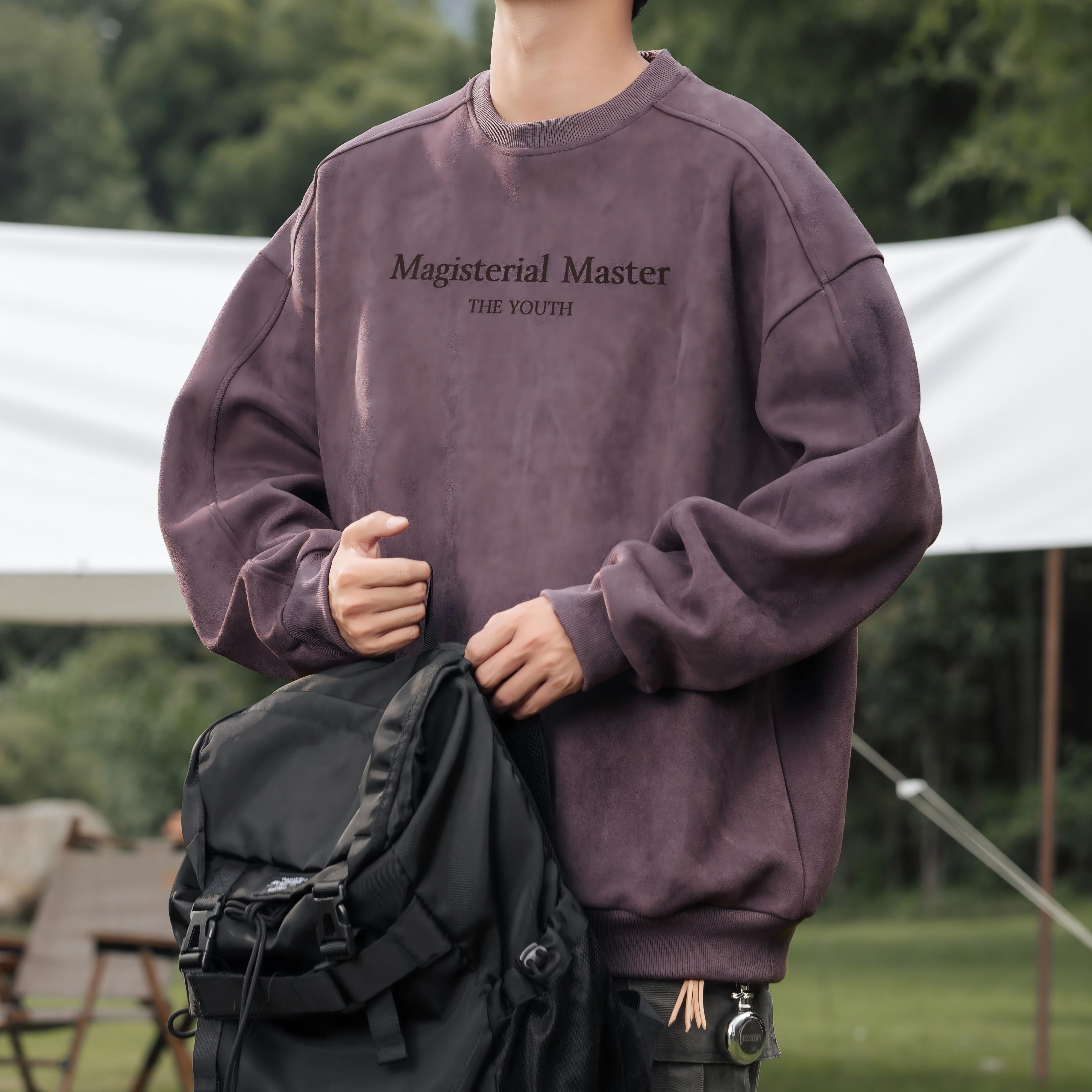 Vintage Suede-Look Crewneck Sweatshirt