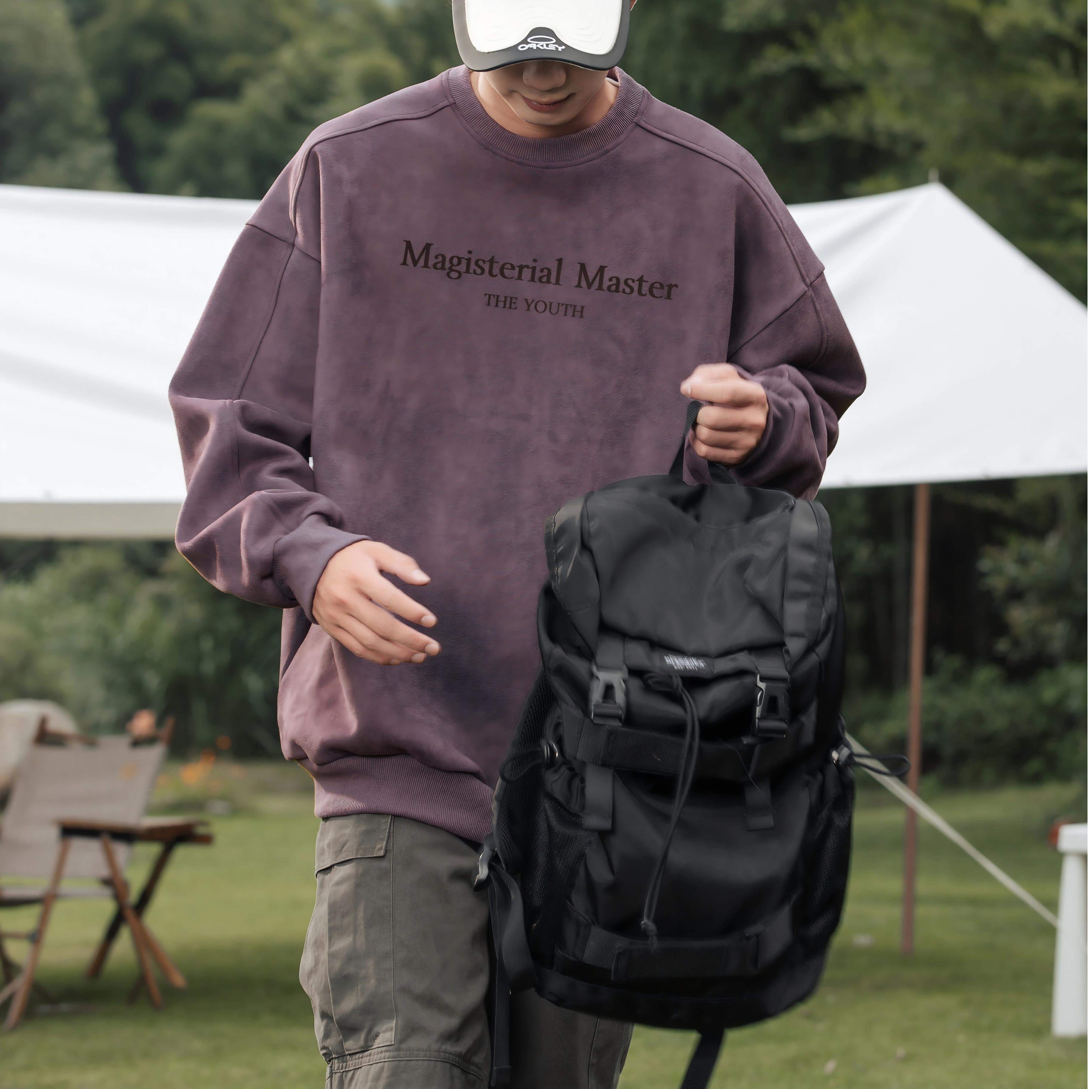 Vintage Suede-Look Crewneck Sweatshirt