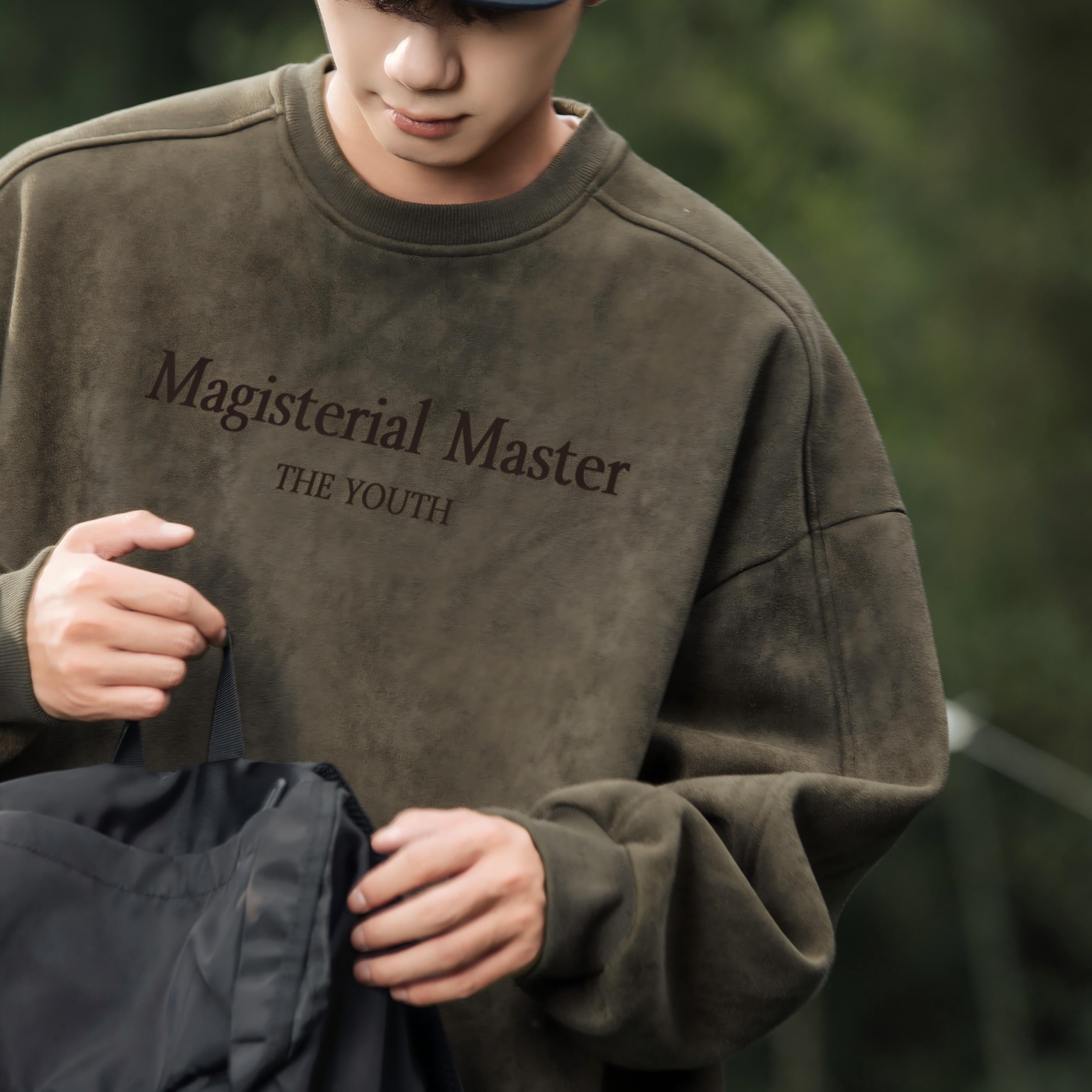 Vintage Suede-Look Crewneck Sweatshirt