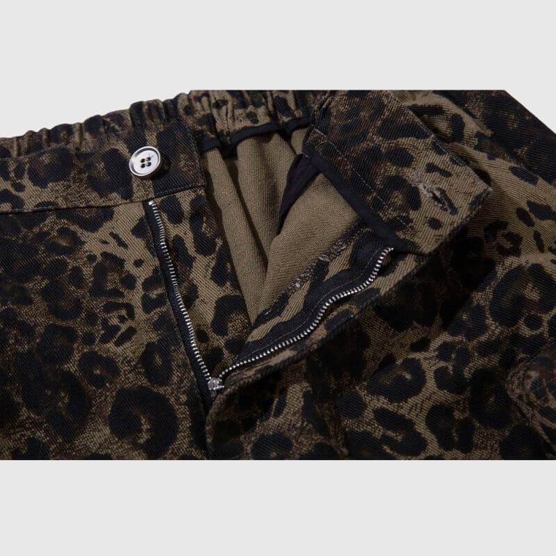Leopard Cotton Cargo Shorts