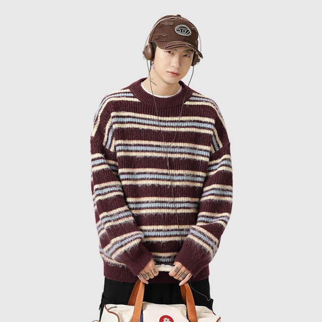Japanischer gestreifter Strickpullover