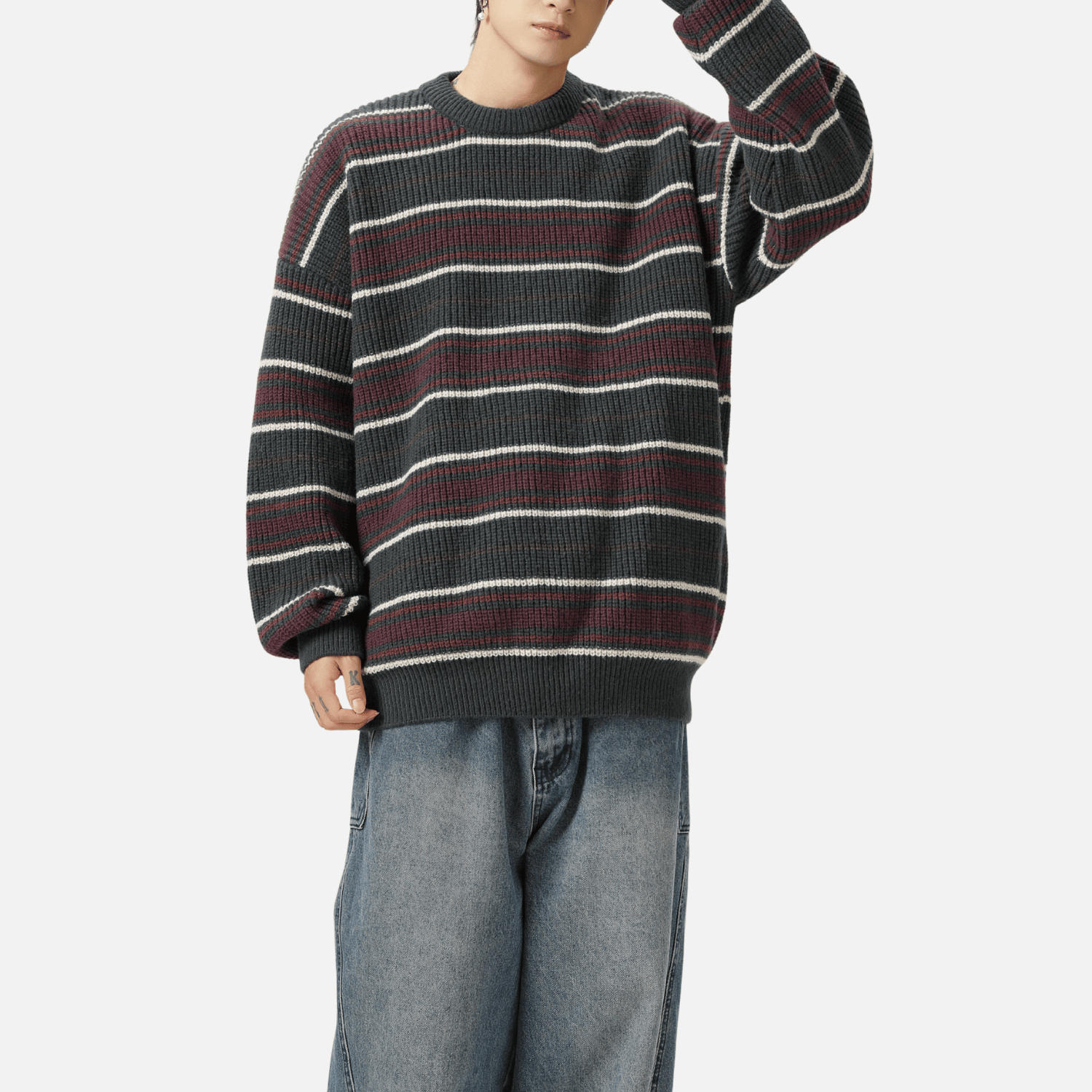 Retro Striped Knit Sweater