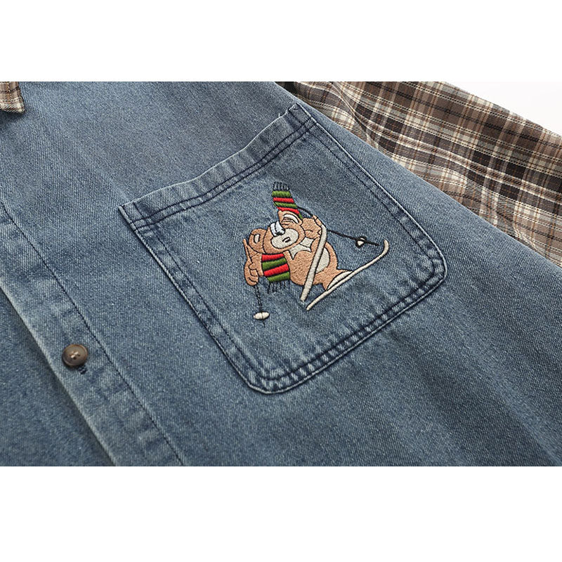 Camisas vintage de patchwork a cuadros
