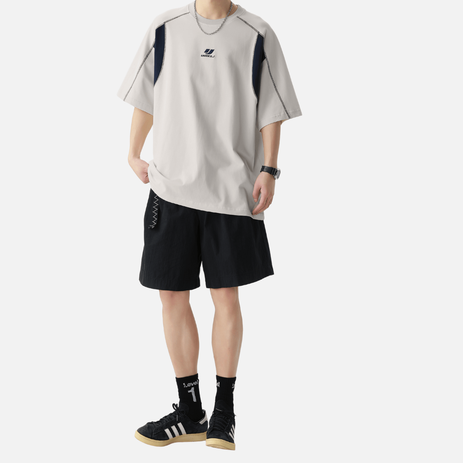 Colorblock Embroidered Cotton T-Shirt