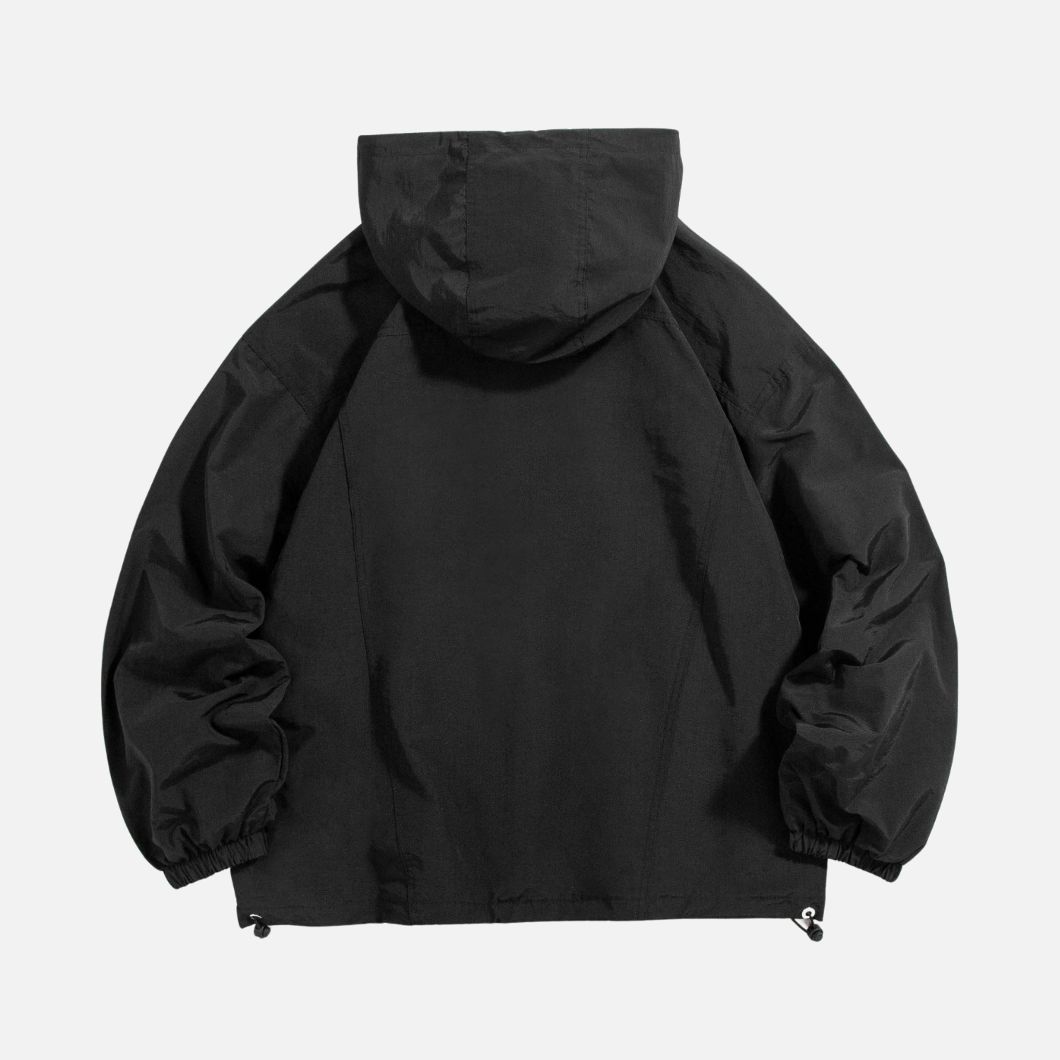 Solid Letter Print Hooded Windbreaker