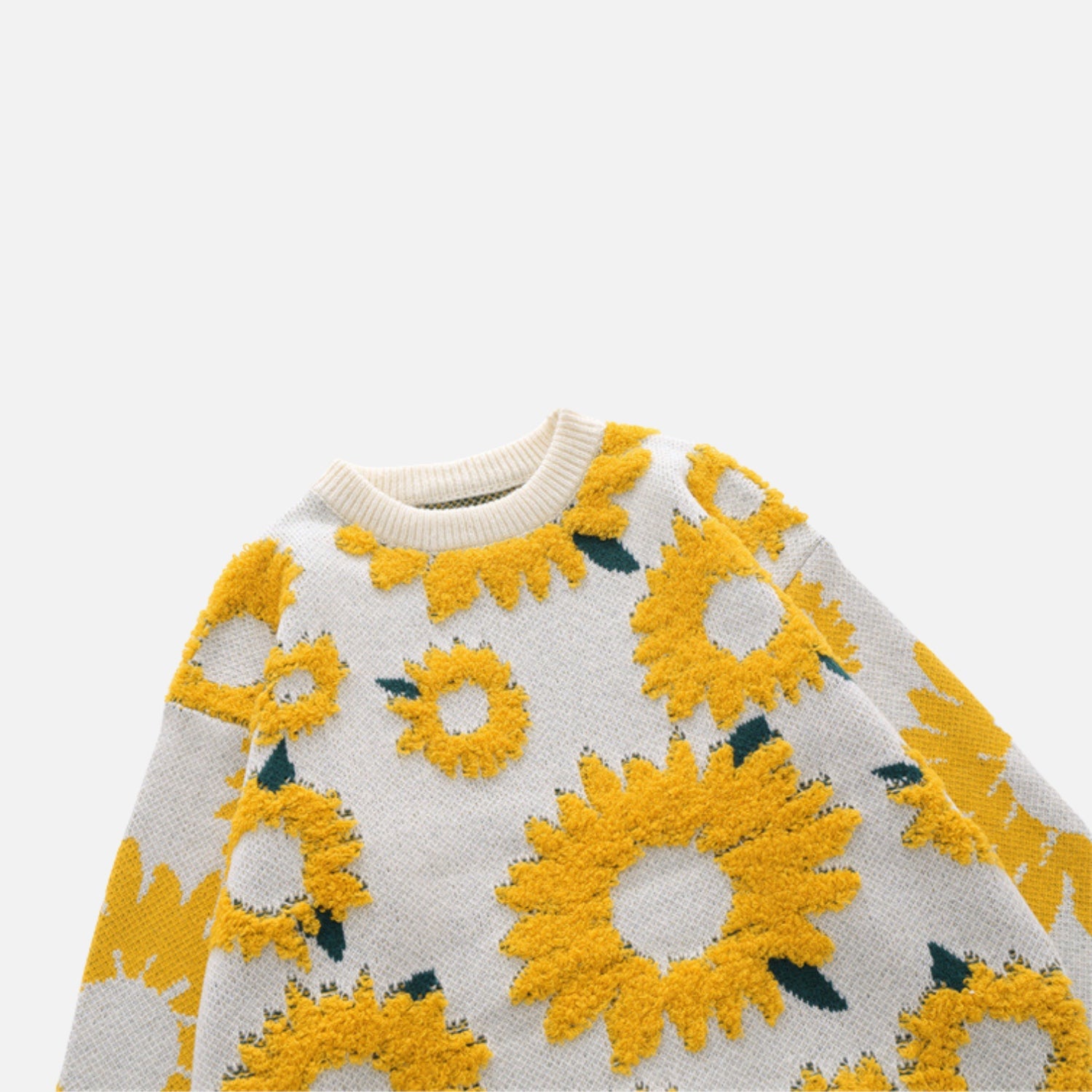Sunflower Pattern Embroidery Knit Sweater