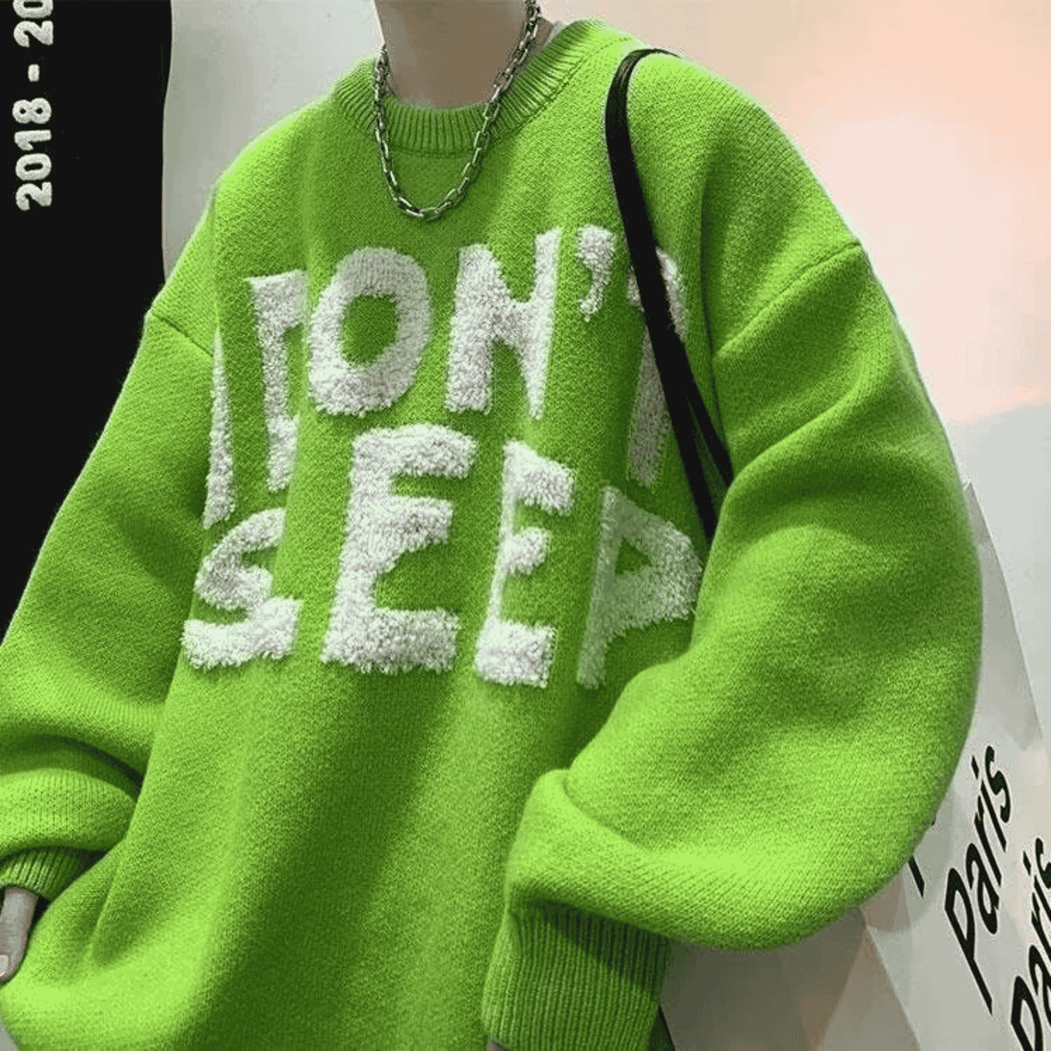 "I Don't Sleep" Flocked Lettering Sweater