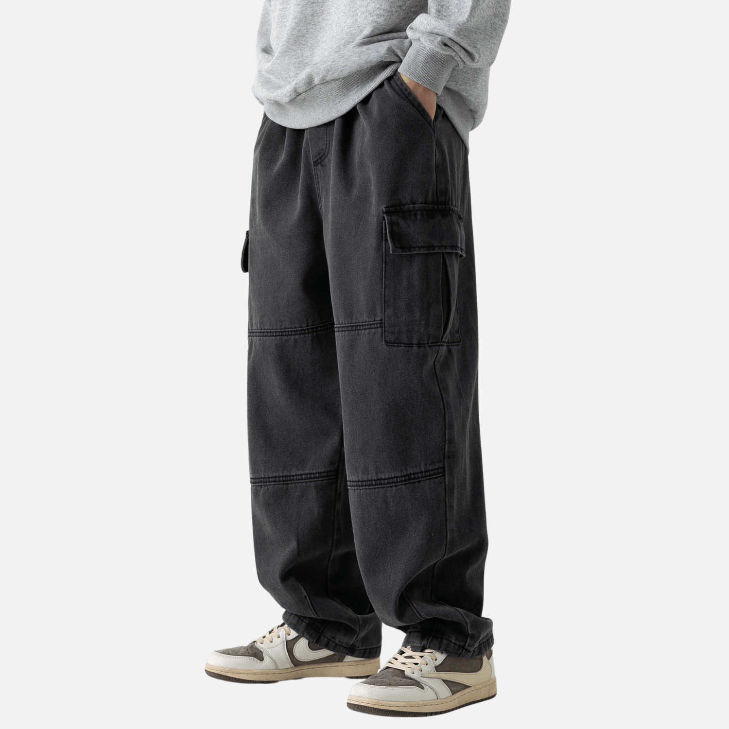 Pantalones vaqueros de patchwork con bolsillos vintage