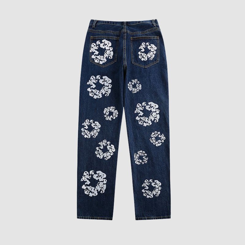 Vaqueros estampados con patrón de kapok