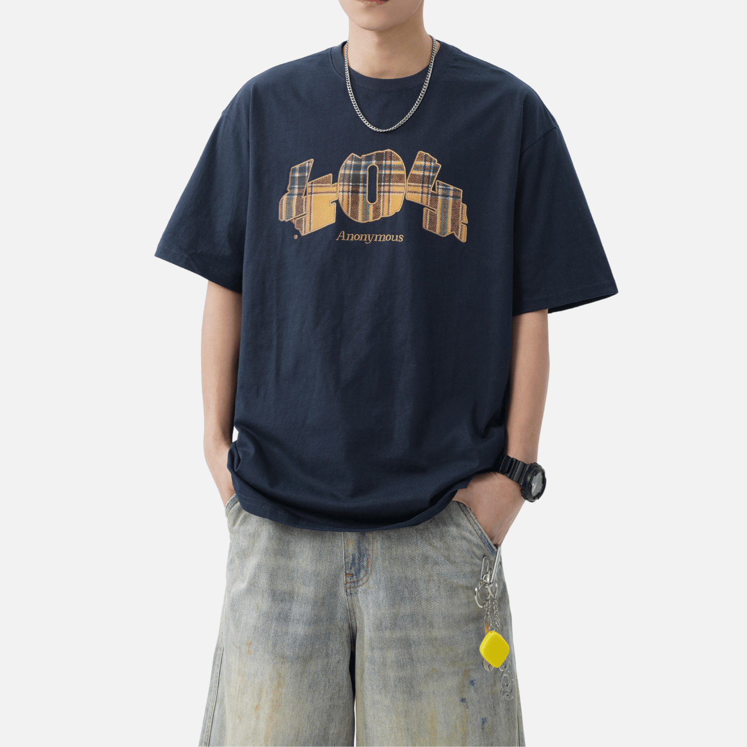 Plaid Graphic Cotton T-Shirt