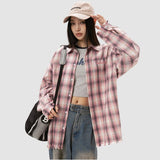 Raw Hem Plaid Shirts