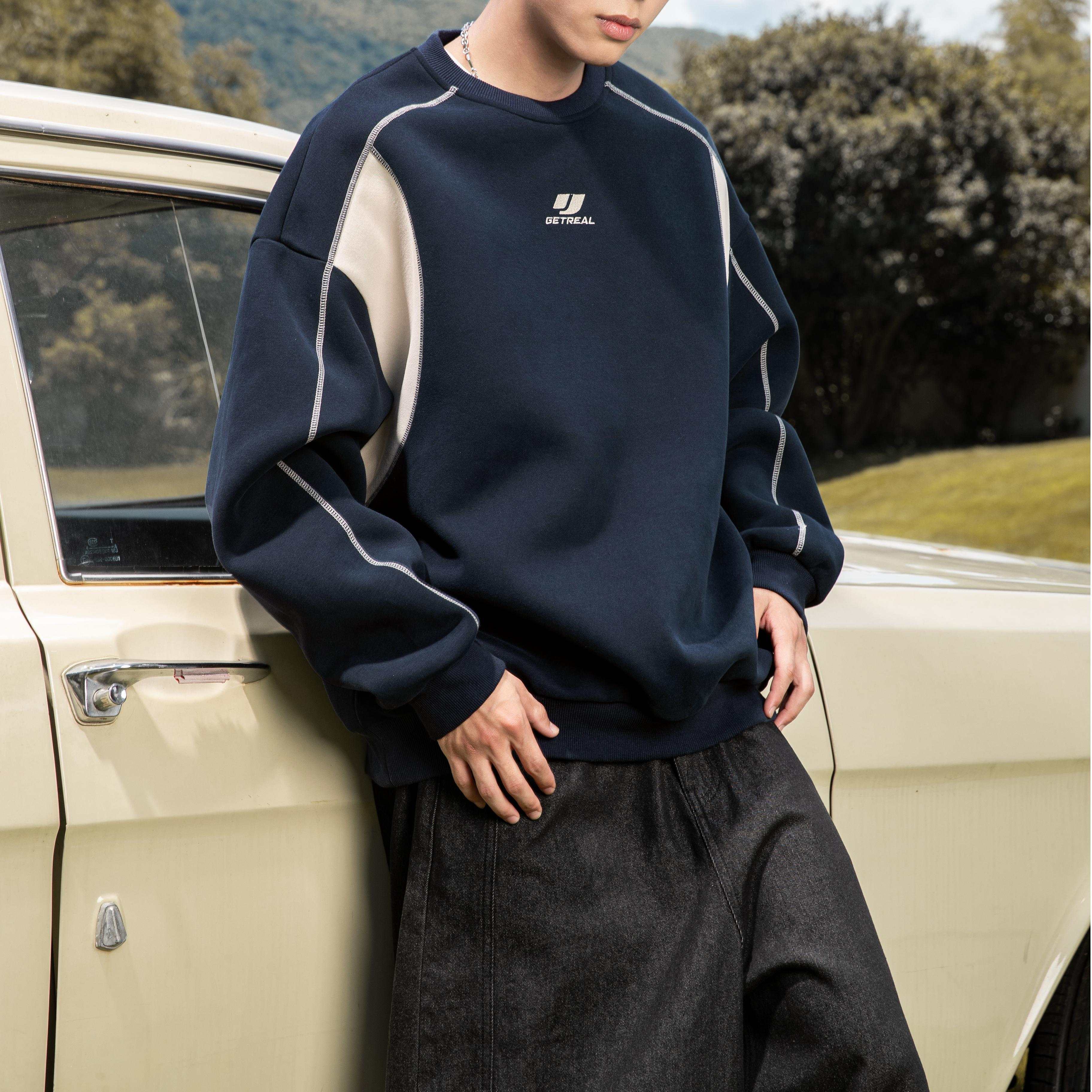 Schweres Sweatshirt mit Farbblock-Nähten