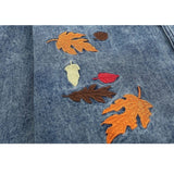 Foliage Embroidered Multi-Pocket Denim Jacket
