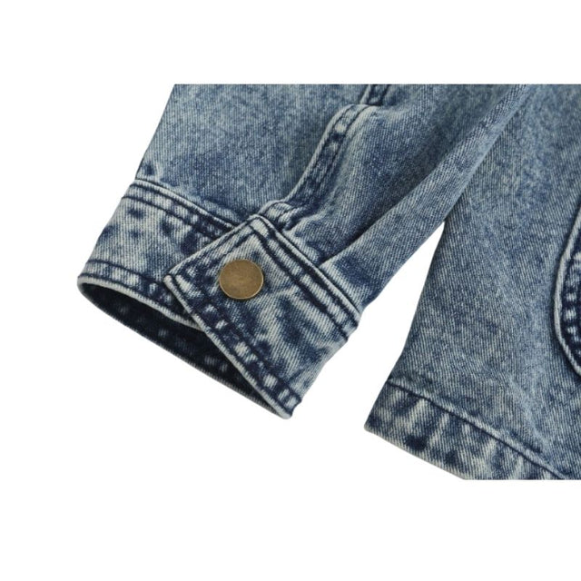 Foliage Embroidered Multi-Pocket Denim Jacket