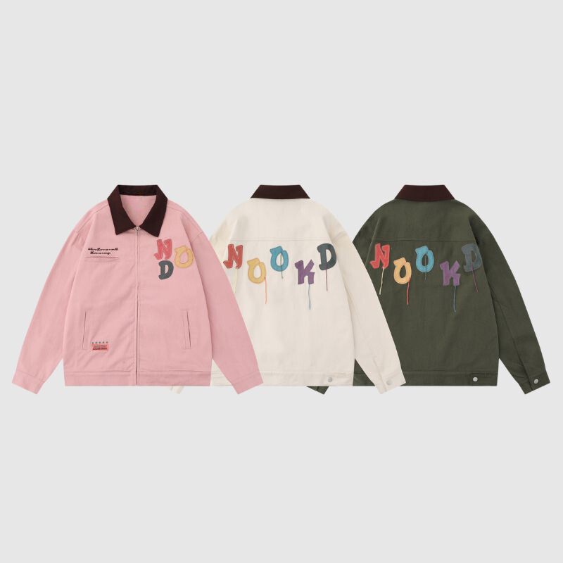 Chaqueta vintage con diseño de dopamina bordada