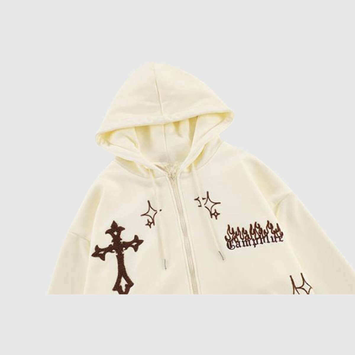 Oversize-Hoodie mit Kreuzstickerei