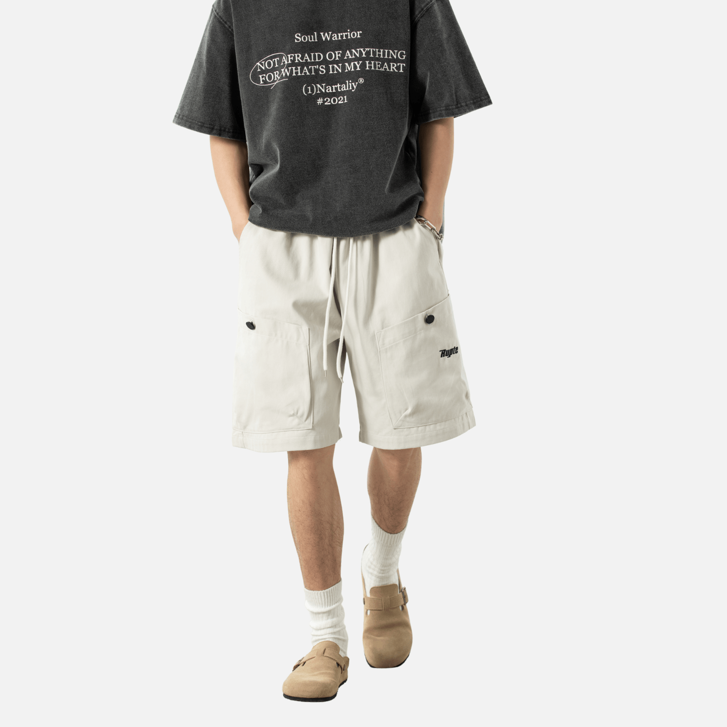 Letter Embroidery Cargo Shorts