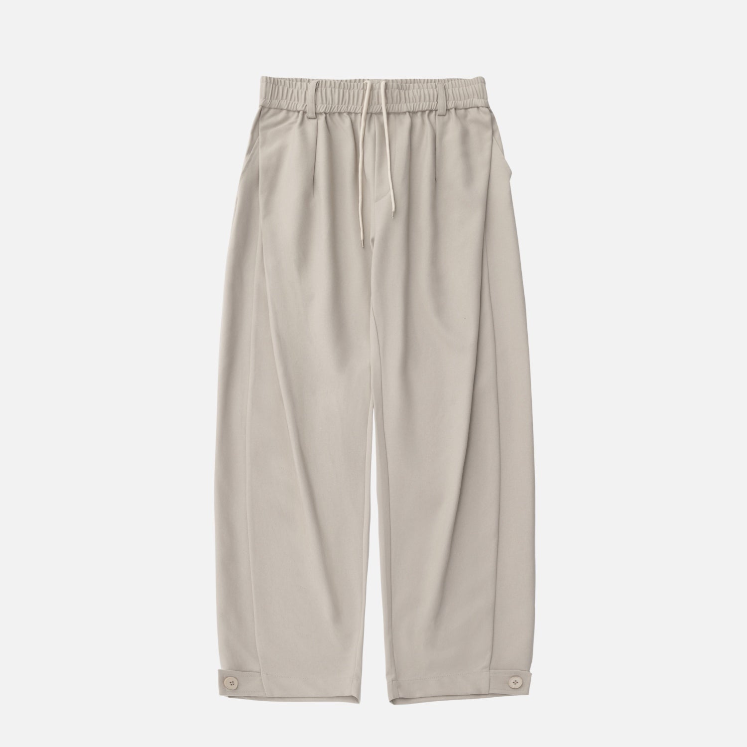 Draped Pleated Straight-Leg Trousers