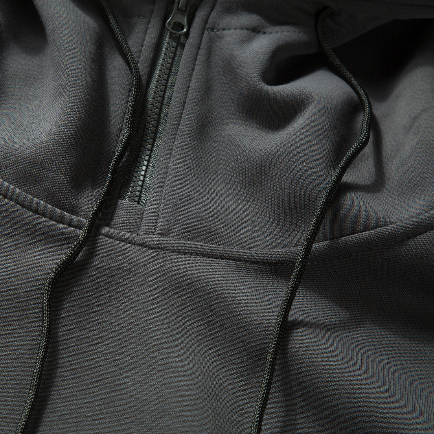 Solid Half-Zip Drawstring Hoodie