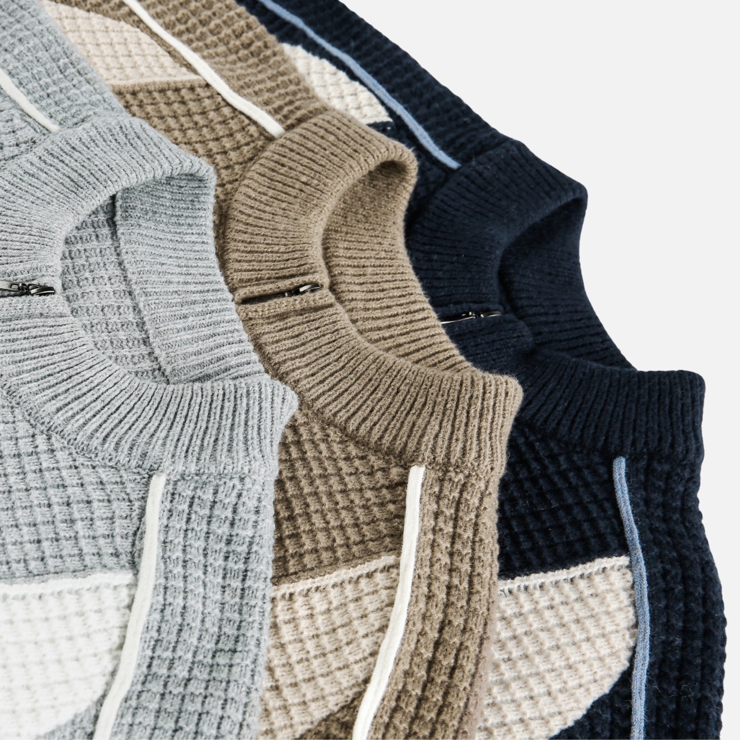 Textured Half-Zip Knit Sweatshirts