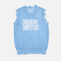 Distressed Letter Knit Vest
