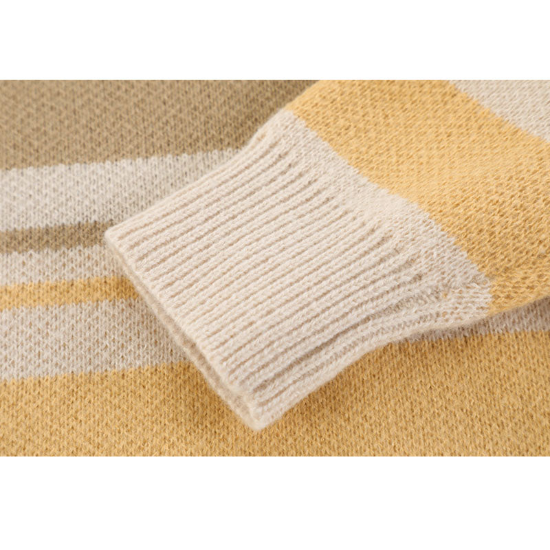 Color-blocked Stripe Knit Pullover