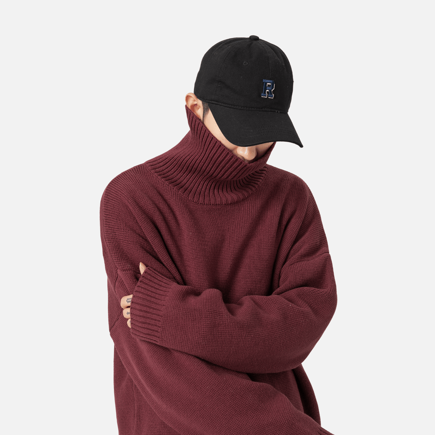 Grobstrickpullover mit Rollkragen