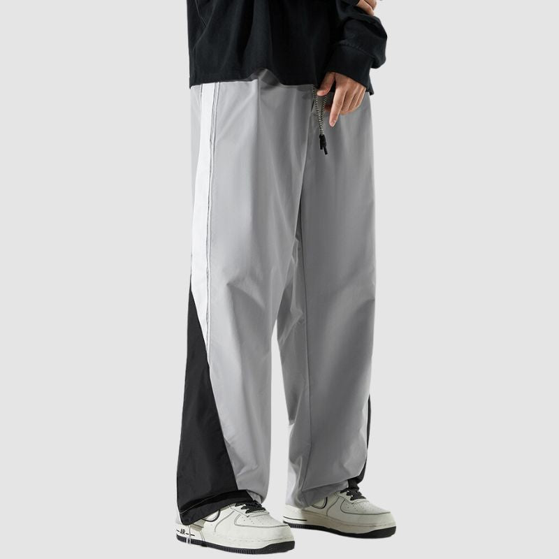 Pantalones paracaídas de pierna ancha con contraste de color