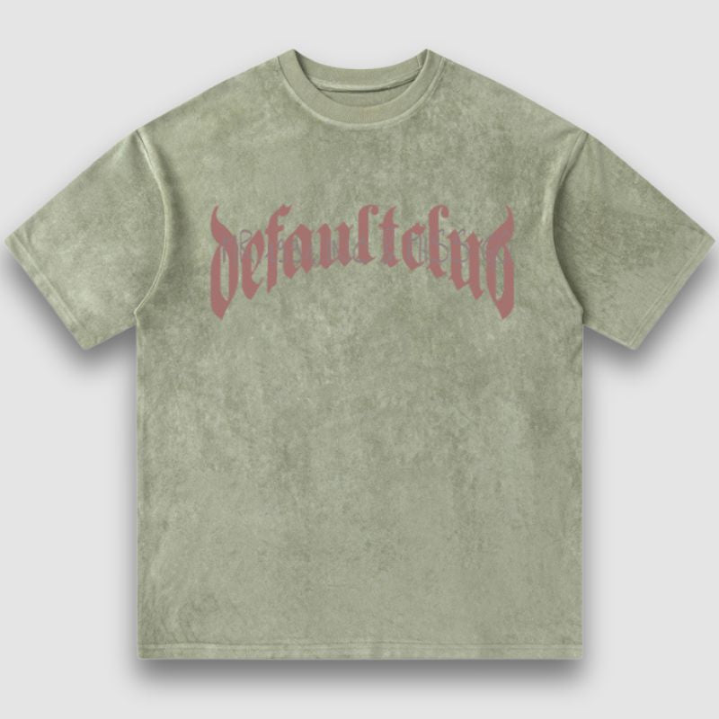 Camiseta de ante con estampado floral y letras vintage